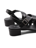 Sandalo nero con tacco da donna