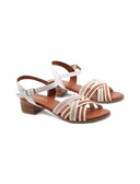 Sandalo multicolor in pelle da donna