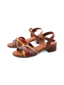 Sandalo multicolor in pelle da donna