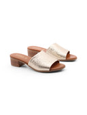 Ciabattina platino in pelle con tacco