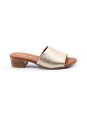 Ciabattina platino in pelle con tacco