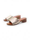 Ciabattina platino in pelle con tacco