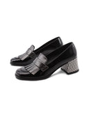 Mocassino in vernice con frange donna