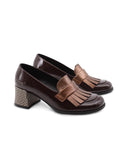 Mocassino in vernice con frange donna