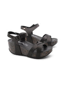 Sandalo in vera pelle con zeppa donna