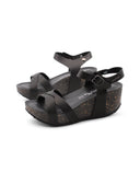 Sandalo in vera pelle con zeppa donna