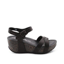 Sandalo in vera pelle con zeppa donna