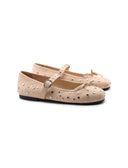 Ballerina in pelle con borchie donna