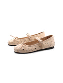 Ballerina in pelle con borchie donna