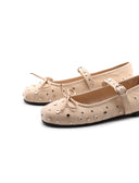 Ballerina in pelle con borchie donna