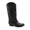 Stivale texano nero in pelle da donna