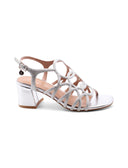 Sandalo con strass e tacco a blocco