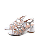 Sandalo con strass e tacco a blocco