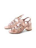 Sandalo con strass e tacco a blocco