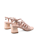 Sandalo con strass e tacco a blocco