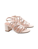 Sandalo con strass e tacco a blocco