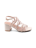Sandalo con strass e tacco a blocco