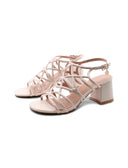 Sandalo con strass e tacco a blocco