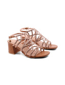 Sandalo con strass e tacco a blocco