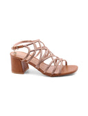 Sandalo con strass e tacco a blocco