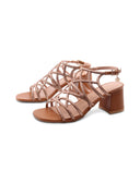 Sandalo con strass e tacco a blocco