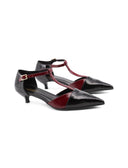 Kitten heel t-bar in vernice da donna