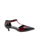 Kitten heel t-bar in vernice da donna