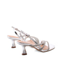Sandalo laminato con strass da donna