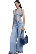 Half logo denim Astana borsa donna