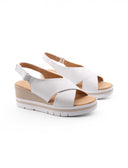 Sandalo zeppa con velcro da donna