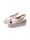 Sandalo zeppa con velcro da donna