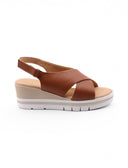 Sandalo zeppa con velcro da donna