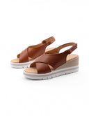 Sandalo zeppa con velcro da donna