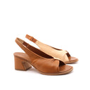 Sandalo open toe bicolore da donna