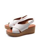 Sandalo zeppa con fascia incrociata