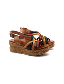 Sandalo zeppa in pelle da donna