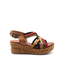 Sandalo zeppa in pelle da donna