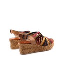 Sandalo zeppa in pelle da donna