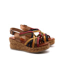 Sandalo zeppa in pelle da donna