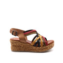 Sandalo zeppa in pelle da donna