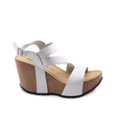 Sandalo zeppa in vera pelle da donna