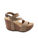 Sandalo zeppa in vera pelle da donna
