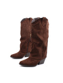 Stivale alto texano con risvolto donna