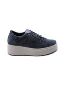 Sneaker gioiello in velluto blu donna