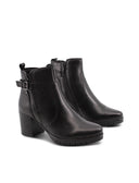 Stivaletto nero con fibbia e zip donna