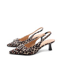Slingback animalier donna con fibbia