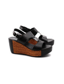 Sandalo con zeppa da donna in pelle