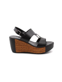 Sandalo con zeppa da donna in pelle