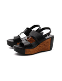 Sandalo con zeppa da donna in pelle