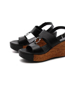 Sandalo con zeppa da donna in pelle